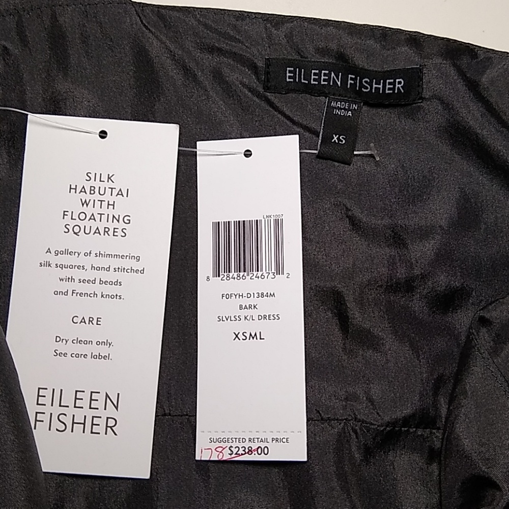Eileen Fisher Silk Dress Habutai Squares - Picture 6 of 8